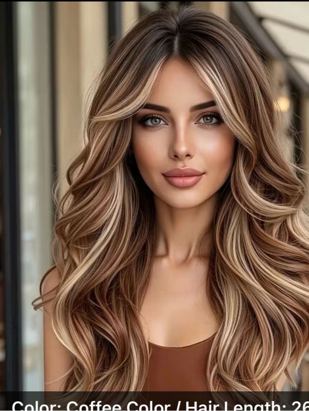 Premium Coffee Blonde Balayage Long Women's Hair